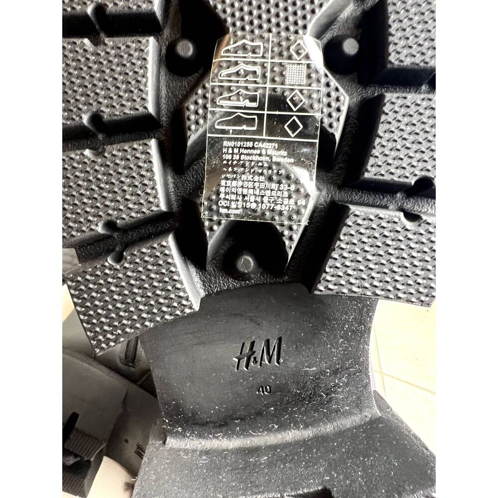H&M Womens Chunky Lace up Leather Boots Grunge Goth Whimsygoth SZ 9: NWT/No Box - Picture 5 of 8